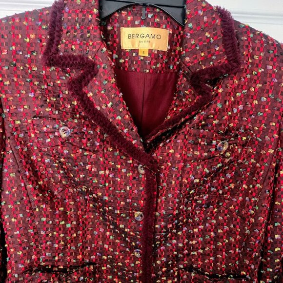 Vintage Bergamo burgundy textured blazer Size 6 NWT - Picture 2 of 8